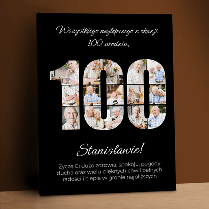 Życzenia na 100 urodziny - kolaż na płótnie dla niego - Emmygift.pl