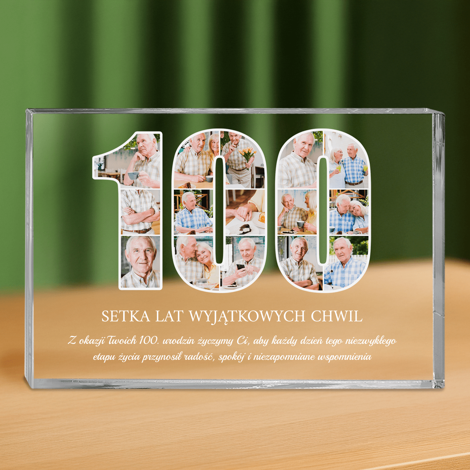 Życzenia na 100 urodziny - personalizowany druk na grubym szkle dla babci - Emmygift.pl