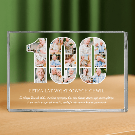 Życzenia na 100 urodziny - personalizowany druk na grubym szkle dla babci - Emmygift.pl