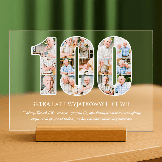 Życzenia na 100 urodziny - personalizowany druk na szkle dla dziadka - Emmygift.pl