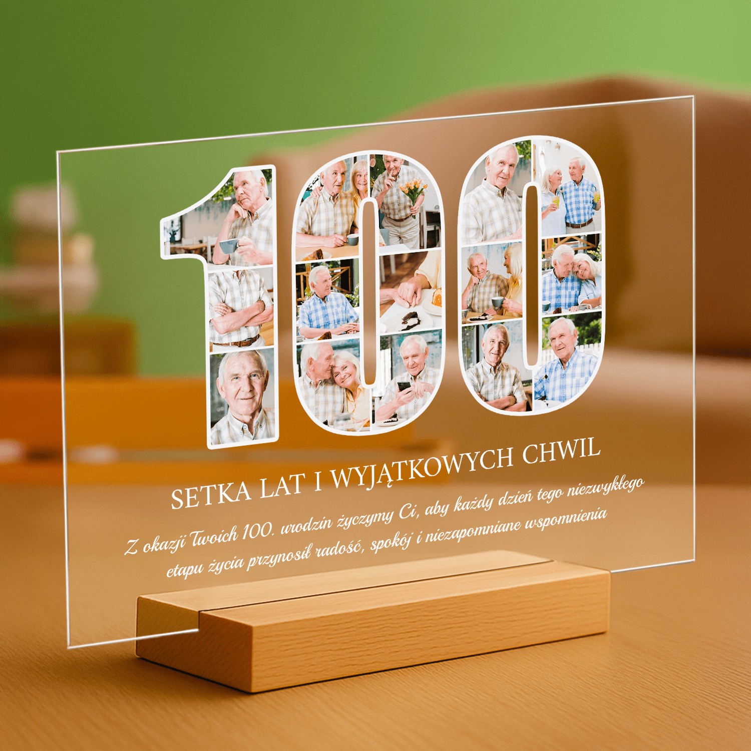 Życzenia na 100 urodziny - personalizowany druk na szkle dla dziadka - Emmygift.pl