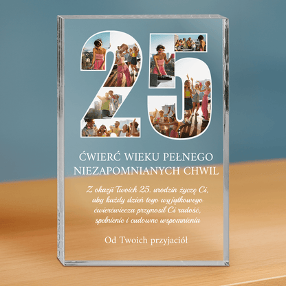 Życzenia na 25 urodziny - personalizowany druk na grubym szkle dla przyjaciółki - Emmygift.pl
