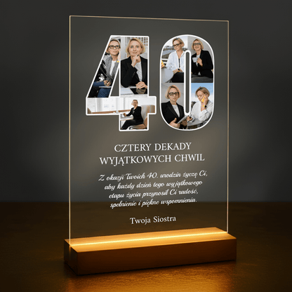 Życzenia na 40 urodziny od siostry - druk na szkle akrylowym dla siostry - Emmygift.pl