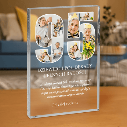 Życzenia na 95 urodziny - personalizowany druk na grubym szkle dla babci - Emmygift.pl