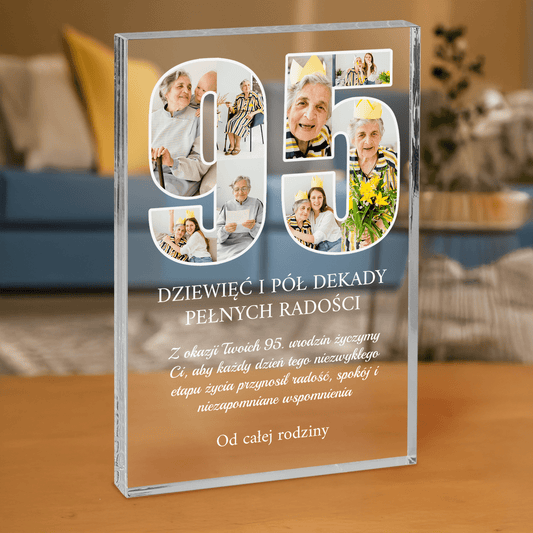 Życzenia na 95 urodziny - personalizowany druk na grubym szkle dla babci - Emmygift.pl