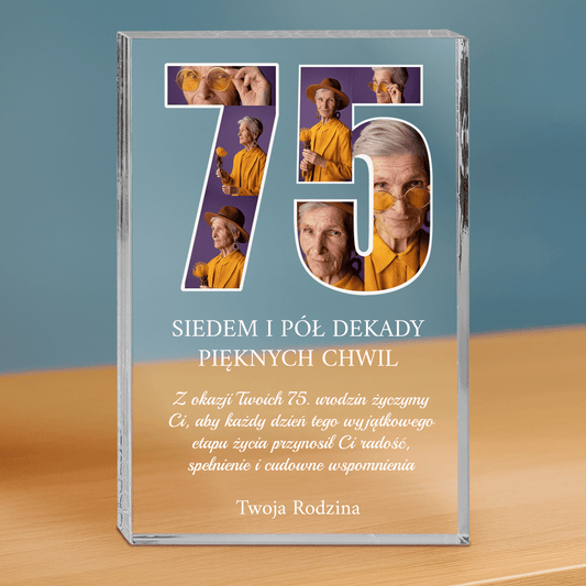 Życzenia na jej 75 urodziny - personalizowany druk na grubym szkle dla babci - Emmygift.pl