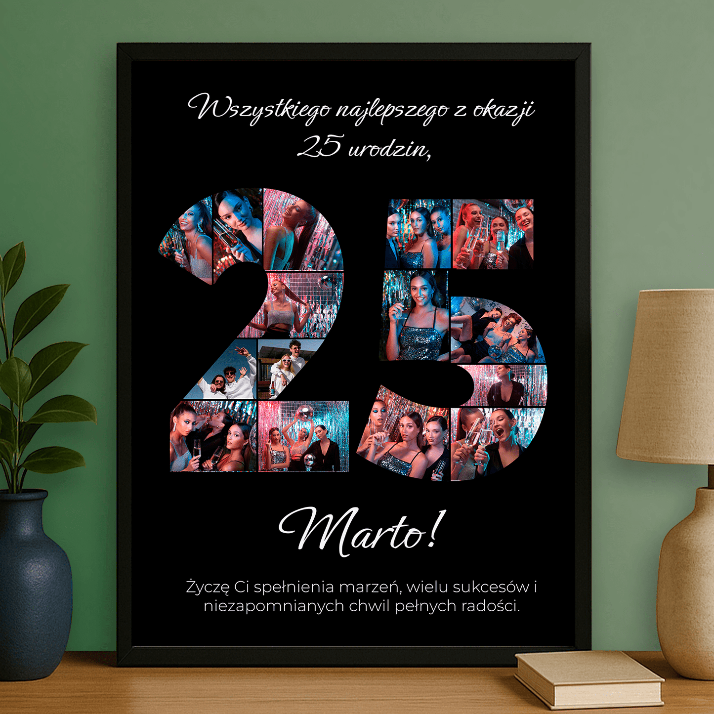 Życzenia urodzinowe + kolaż na 25 lat - personalizowany plakat dla niej - Emmygift.pl