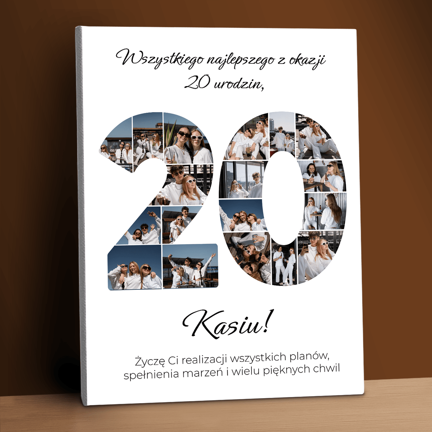 Życzenia urodzinowe na 20. - personalizowany druk na płótnie dla przyjaciółki - Emmygift.pl