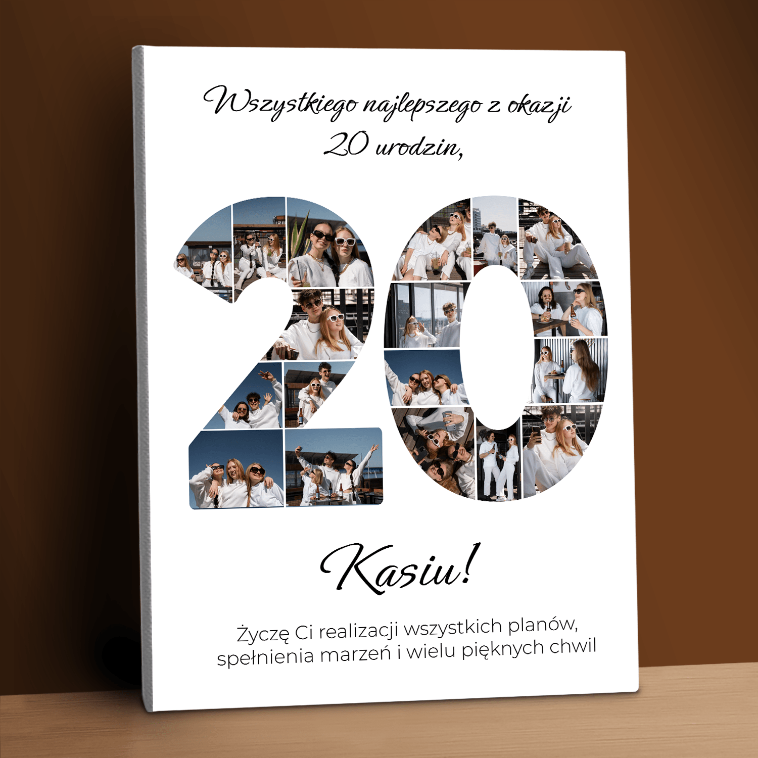 Życzenia urodzinowe na 20. - personalizowany druk na płótnie dla przyjaciółki - Emmygift.pl