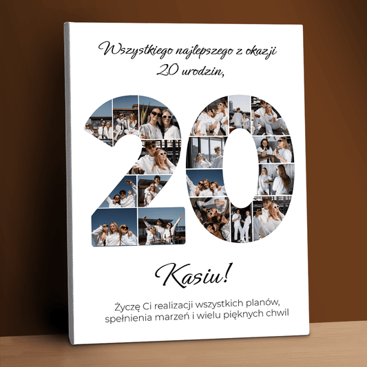 Życzenia urodzinowe na 20. - personalizowany druk na płótnie dla przyjaciółki - Emmygift.pl
