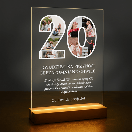 Życzenia z okazji 20. urodzin - druk na szkle akrylowym dla przyjaciółki - Emmygift.pl