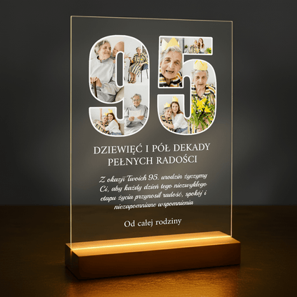 Życzenia z okazji 95 urodzin - druk na szkle akrylowym dla babci - Emmygift.pl