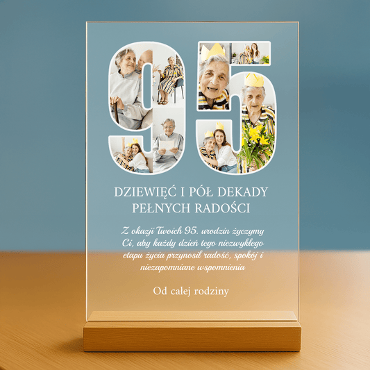 Życzenia z okazji 95 urodzin - personalizowany druk na szkle dla babci - Emmygift.pl