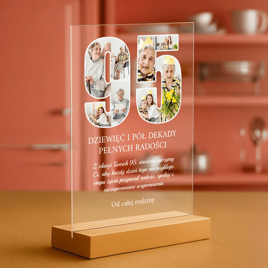 Życzenia z okazji 95 urodzin - personalizowany druk na szkle dla babci - Emmygift.pl